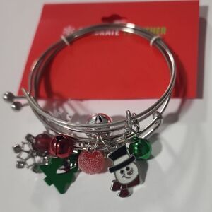 Festive Silver Charm Bracelets with Holiday Charms